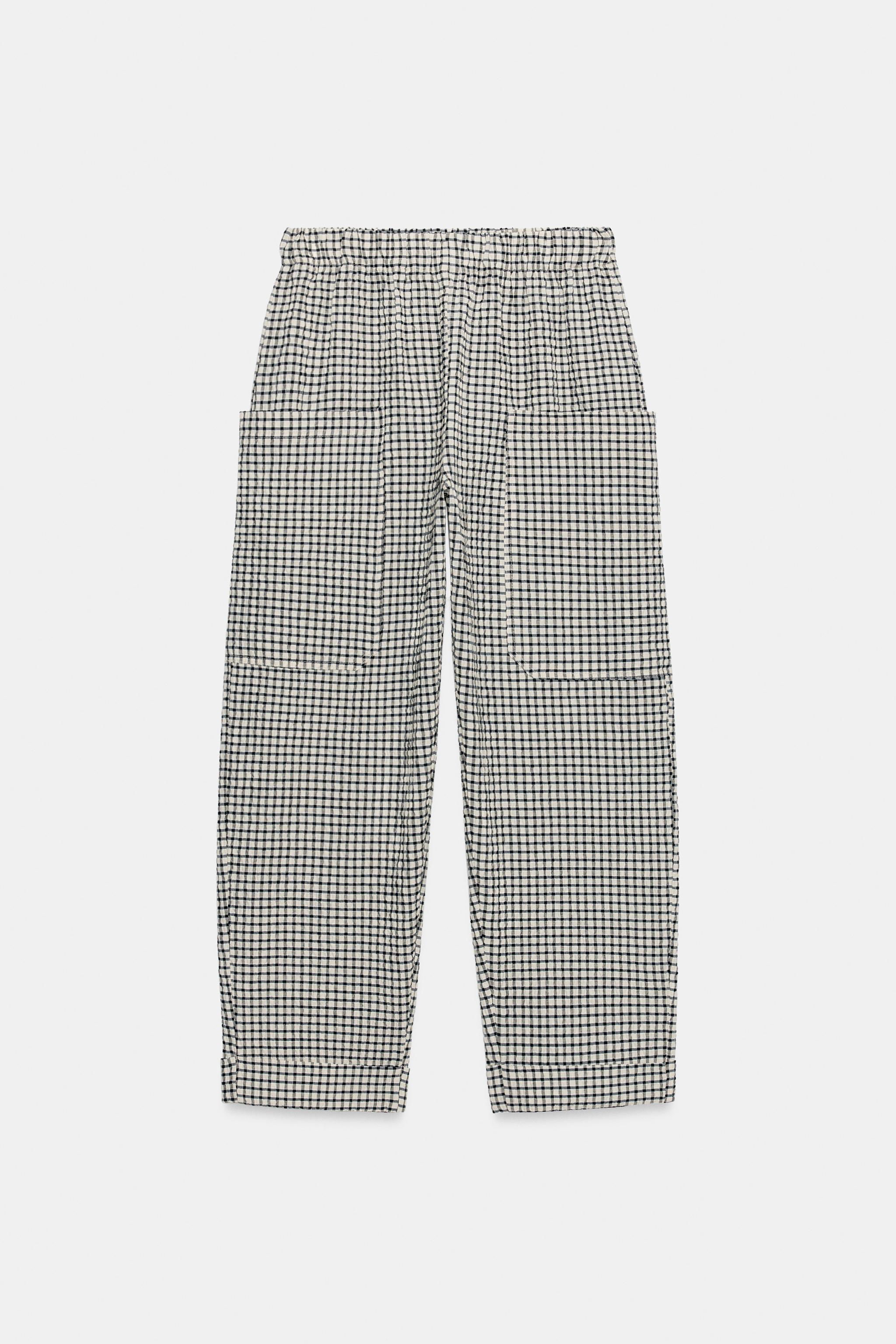 PLAID ELASTIC WAIST TROUSERS